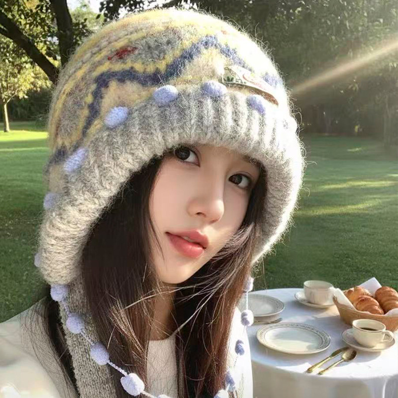 费尔岛复古针织帽子女款2025新款冬显脸小加厚保暖防寒护耳毛线帽,淘宝优惠券,粉丝福利购,淘宝优惠卷