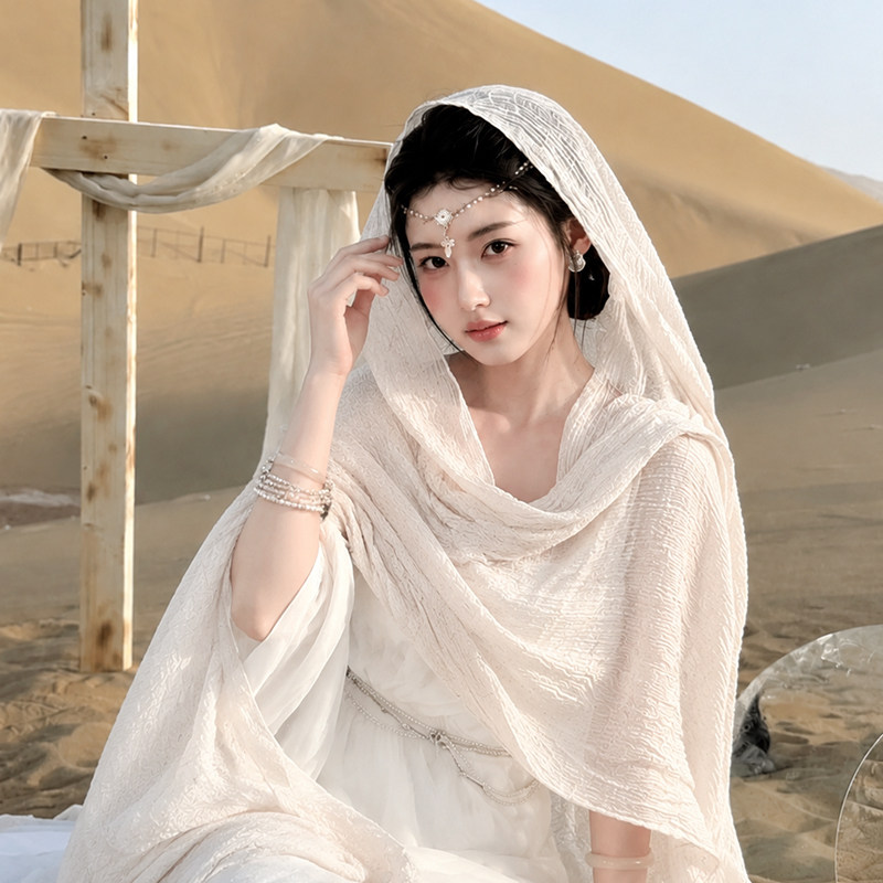 大西北沙漠丝巾披肩外搭女2026新款新疆旅游拍照头巾防晒纱巾女
