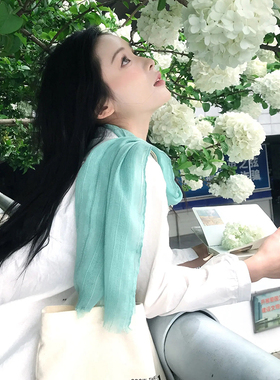 纯色棉麻丝巾2026新款女夏季薄款