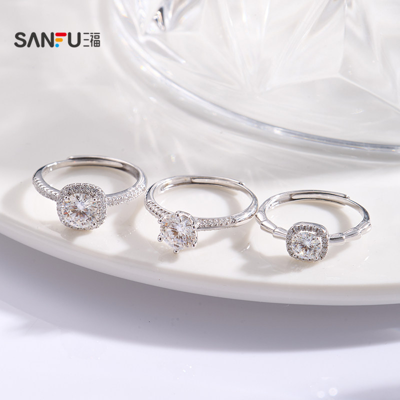 Sanfu 925 Silver Moon Flower Ring Single Simple Elegant Jewelry Accessories Ring Hand Jewelry 852994