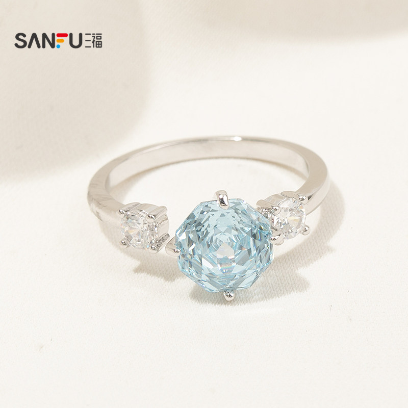 Sanfu Urban Colorful Sparkling Ring Single Fashion Personalized Hand Accessories Jewelry Ring 861706