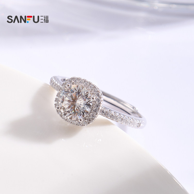 Sanfu 925 Silver Moon Flower Ring Single Simple Elegant Jewelry Accessories Ring Hand Jewelry 852994