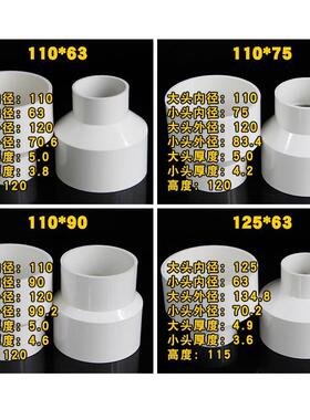 PVC给水管200X110*90变75X63X50大转小头大小头异径直通直接配件