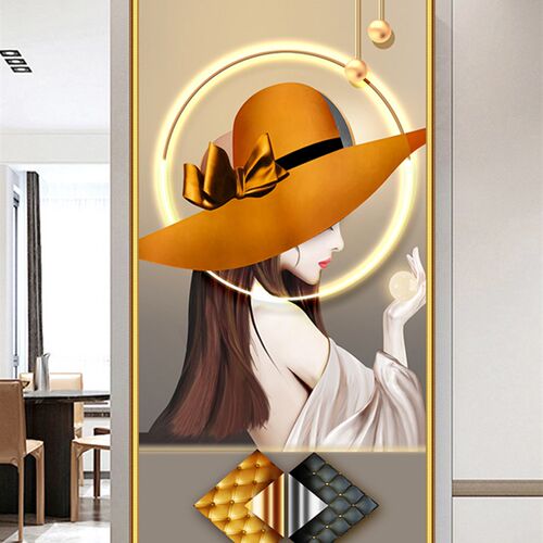 热销玄关过道装饰壁画走廊入户现代贴画竖版自粘贴画简约现代美女 - 图3