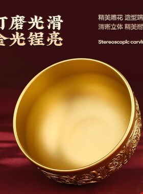 热销黄铜百福金碗摆件三件套金筷子碗勺聚宝盆招财聚财家用存钱罐