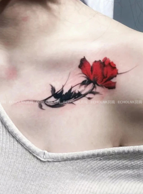 纯欲氛围感花朵彩色纹身贴