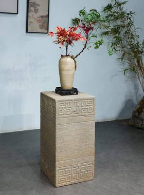 新子中式0603仿花石柱墩院石墩底座圆墩柱脚庭庭院花园造景布置架