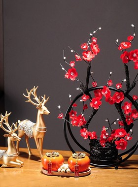 速发新中式客件办室公书房电视柜酒柜书架软装铁艺摆厅玄关高端大