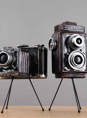 速发复古相机模型创意柜0后怀旧老式老件物小摆件咖啡厅酒8装饰品