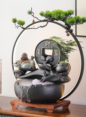 速发招湿进宝中式倒流水摆件循环水景加招器财财客厅公司开业乔迁