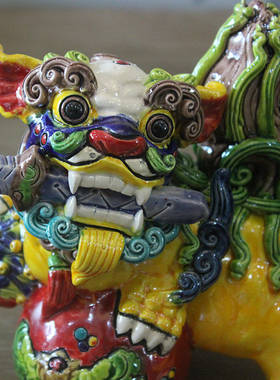 速发陶瓷工艺品麒麟一富中式财对家居客公办厅室摆件乔迁入宅高档