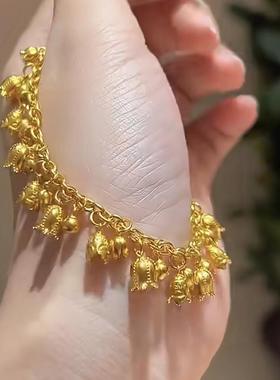 古法沙金铃兰花手链气质民族风硕果累累小众时尚女款百搭个性手饰