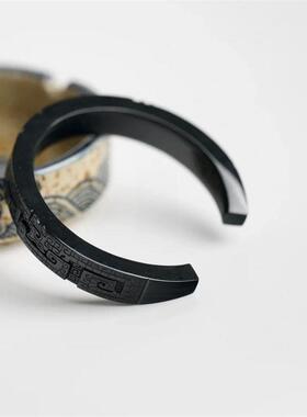 国风国潮青铜纹手镯原创手工錾刻复古民族风传统文化开口调节手环