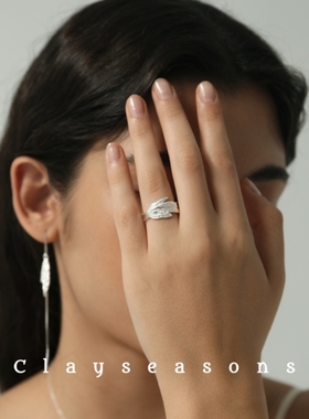 Clayseasons白叶开口戒指