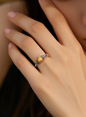 原创设计S925足银鎏金戒指纯银黄财神绿度母情侣对戒骷髅头指环男