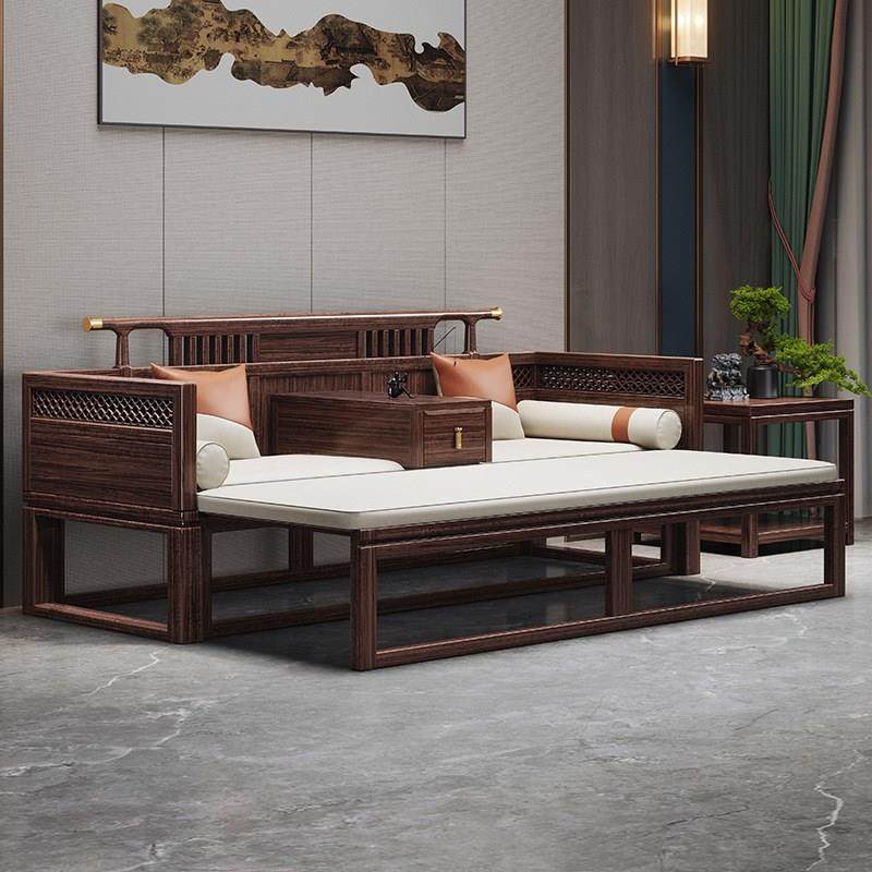 新式乌木实木罗汉中式客36862厅中小户型推金拉伸缩躺椅沙发WJ床1,淘宝优惠券,粉丝福利购,淘宝优惠卷