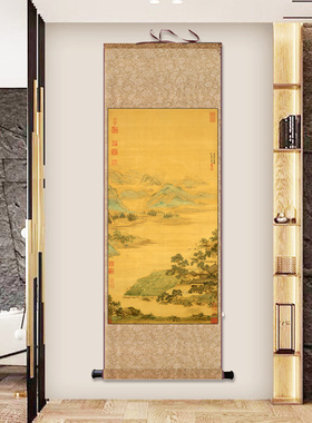 明代名家字画卷轴画山水画花鸟画装饰风水挂画丝绸花鸟画酒店字画