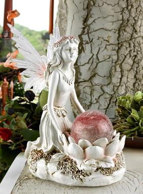 花仙子精灵抱球太阳能小摆件户外花园树脂工艺家居装饰品摆件