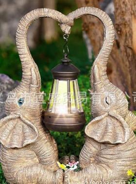 大象情侣摆件家居庭院设计花圃花园装饰品童话家居设计树脂