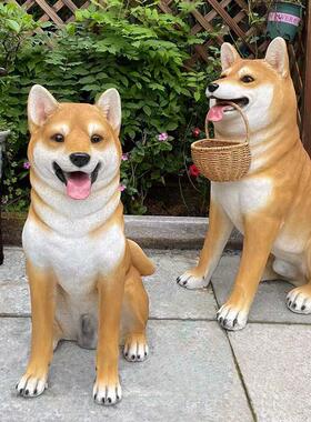 户外庭院装饰动物雕塑柴犬模型门口看门狗落地摆设仿真秋田犬摆件