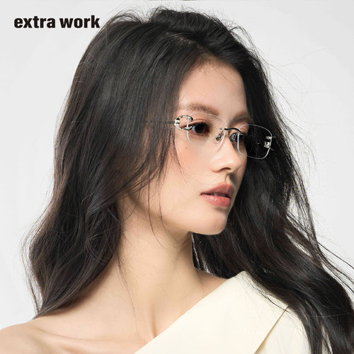 extrawork 月光 高智无框气质近视眼镜可配度数防滑鼻托Moonlight - 图2