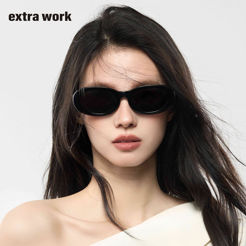 extrawork 茶叶蛋板材太阳墨镜偏光镜片椭圆窄框韩版时尚眼镜EGG - 图3