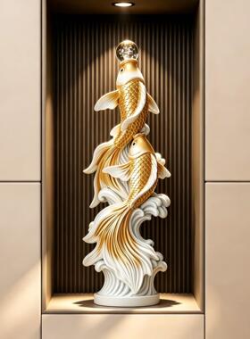 档年年7.8-年年有鱼件入户玄关壁摆轻龛奢高客厅电视柜装饰品乔迁