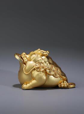 铜纯铜家JC-08-08京铜居招财小三摆件足金蟾手把件创意小礼品装饰