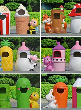 卡发通物景区EBY创意垃圾桶玻动璃雕塑公园可爱钢果皮箱可光装饰