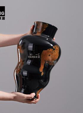 摆一架匚 中古复古异大陶瓷花器形 样板间博YTT5011古展厅别墅家