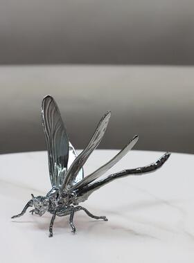 休闲创意金属蜻蜓饰品，电镀工艺品，家庭入口酒柜，桌面样板房，