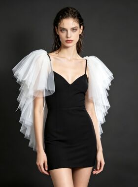欧美跨境披肩泡泡袖宴会派对礼服配饰婚纱礼服肩袖网纱遮肉肩饰