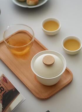 奶油风旅行茶具小套装一壶二杯便携式快客杯玻璃功夫泡茶壶杯户外