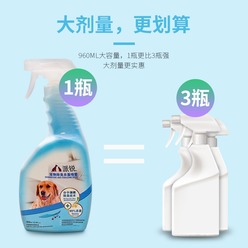 派锐猫犬去尿渍猫砂盆地毯通用宠物室内仰菌去污除臭喷雾宠物柠檬
