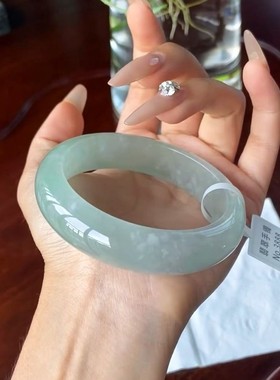 日本品质高冰飘花缅甸天然翡翠玉石手镯珠宝少女款翡翠玉手镯子冰