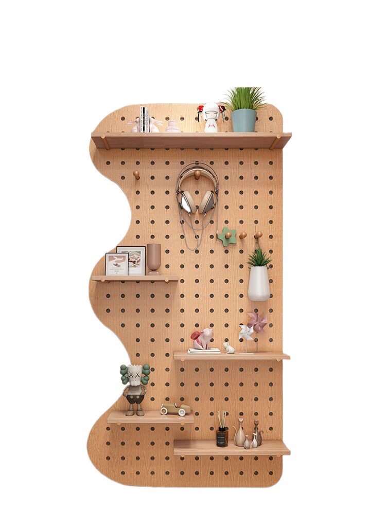Custom-made solid wood hole board wall storage rack wooden wall hanging bookshelf partition storage rack hanging board wall rack