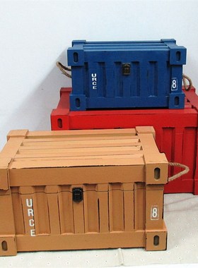 速发复古集装箱美式酒吧家居店设 摄影道具箱 创铺橱窗摆意装饰品