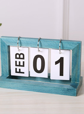 速发创意木质日历摆件玄关台道风办公历桌面装饰餐桌日期拍照室具