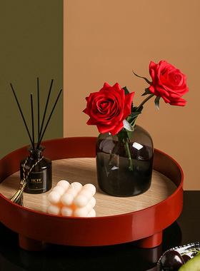 速发收纳托盘简约家厅电视柜玄关雕客花瓶摆件塑居装饰品