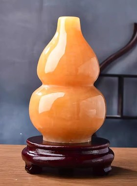 速发原石雕刻米黄玉葫芦摆件玉雕装饰品福客寿禄玉玄关厅器工艺品