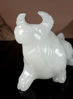 天然阿富汗白玉牛摆件开荒奋斗牛十二生肖聚财牛家居饰品创意礼品