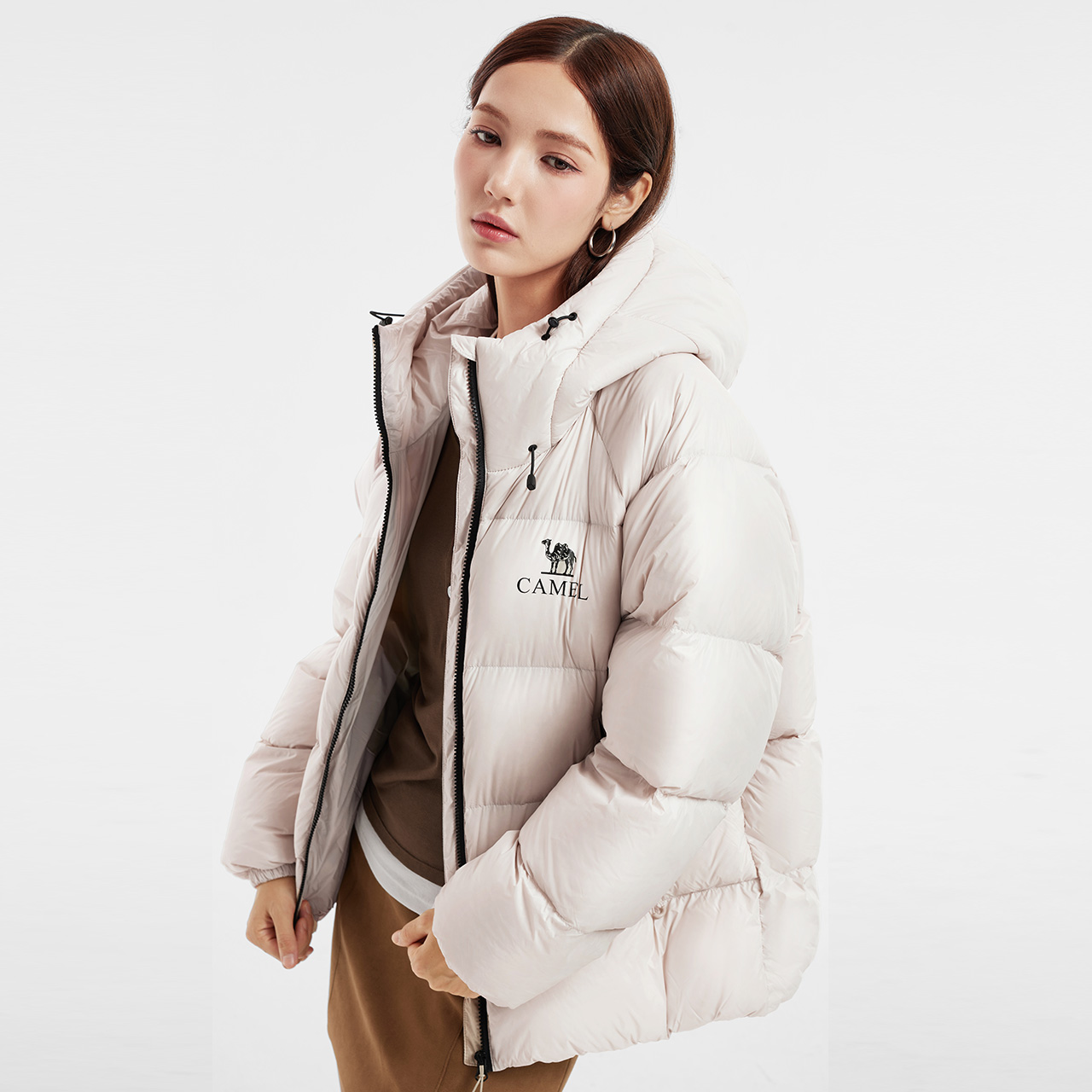 骆驼小太阳羽绒服女款2025冬季加厚石墨烯自发热连帽面包服外套男