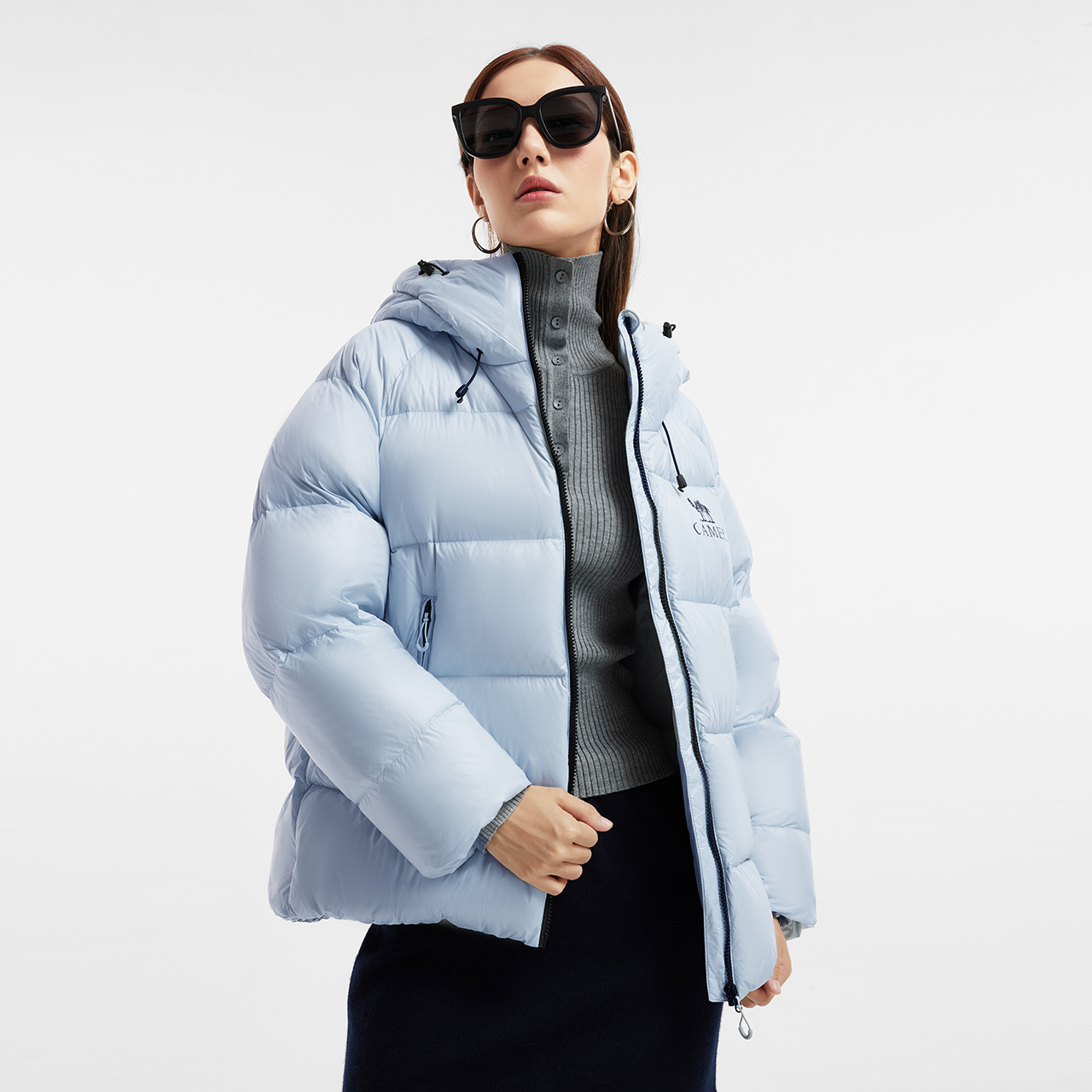 骆驼小太阳羽绒服女款2025冬季加厚石墨烯自发热连帽面包服外套男