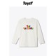 ToyzY pure cotton white fun letters loose round neck long-sleeved T-shirt women's spring and autumn casual versatile top