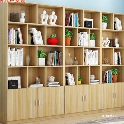 书橱简易家用学生木质经济型书架书柜包实安装简约落地置物架客厅 - 图0