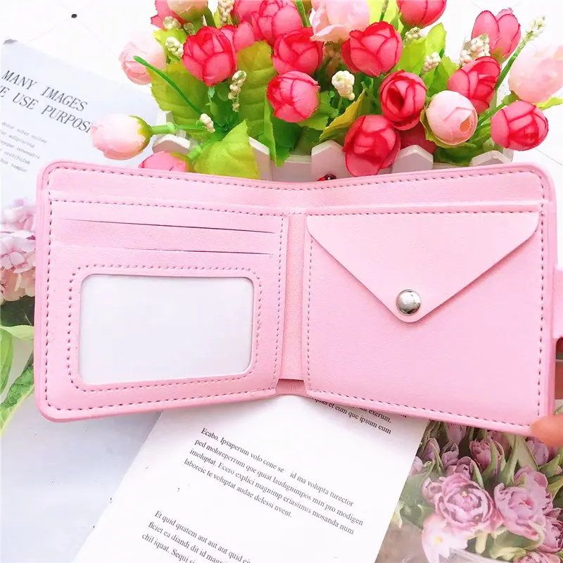 卡通对折钱包软萌可爱高颜值KT猫学生儿童带纽扣皮夹卡包,淘宝优惠券,粉丝福利购,淘宝优惠卷