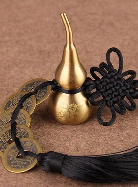 五帝钱铜葫芦挂件门对门空心开口配红穗黄穗黑穗汽车挂件家居挂饰