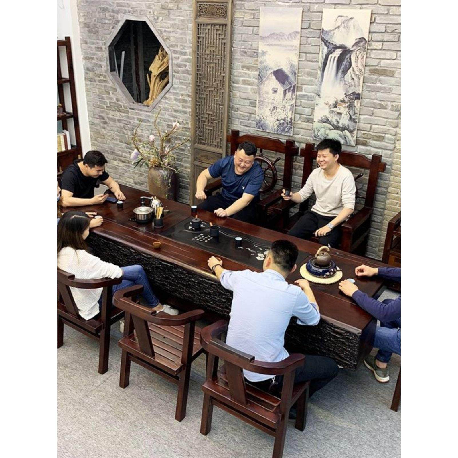 老船木茶桌椅组合新中式实木功夫泡茶台家用茶几1米8茶具套装一体,淘宝优惠券,粉丝福利购,淘宝优惠卷