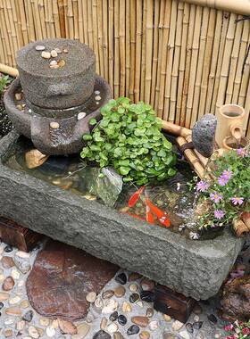 中布式庭院水池景观阳台小院泉鱼10000185池假山流水喷花园置景装