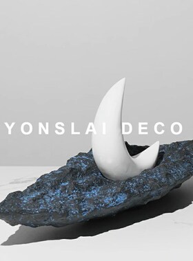 速发极简亮月船摆件玄厅电视柜客关艺术雕塑售楼处软轻奢装饰